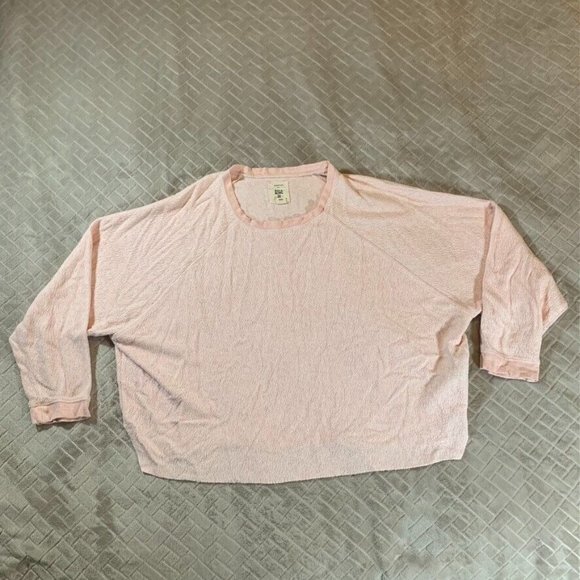 Billabong Womens Oversized M Sweatshirt Light Pink Teddy Bear Sherpa Crew Neck - Picture 1 of 10